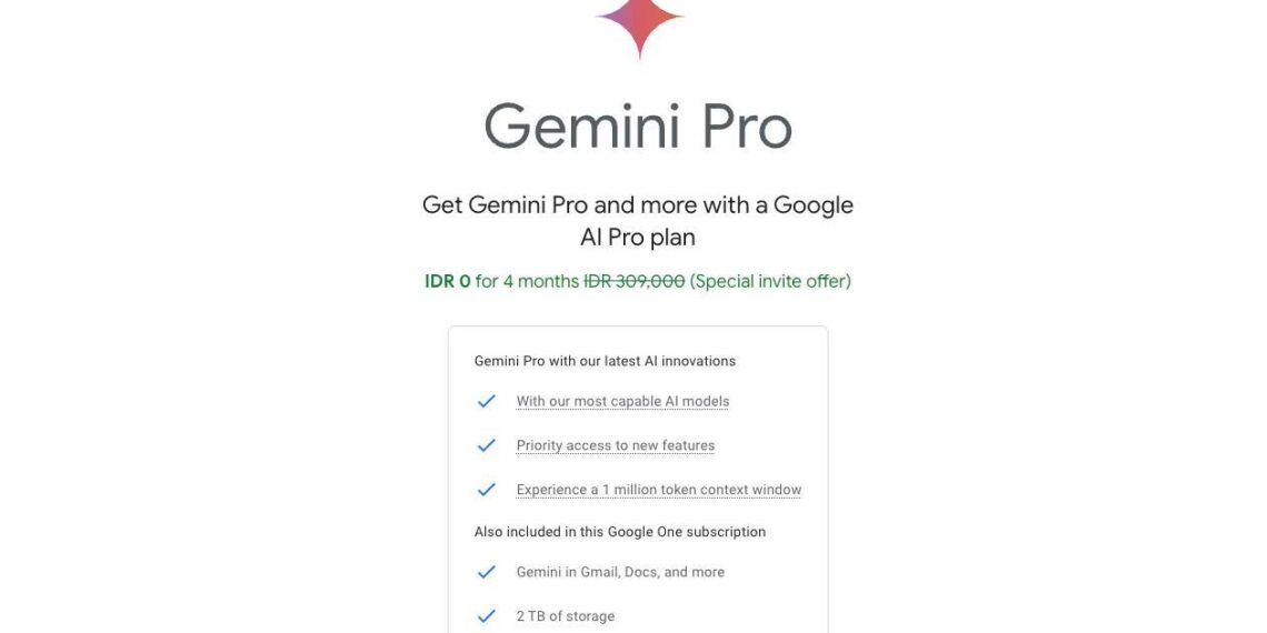 Gemini Pro Gratis 4 Bulan