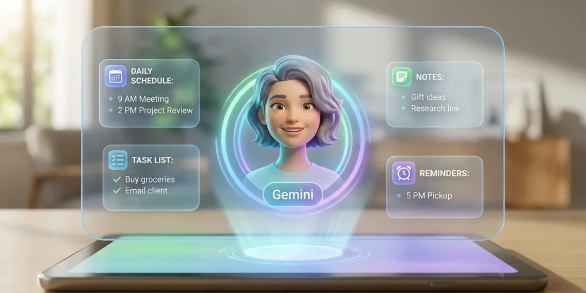 Ilustrasi AI personal assistant Gemini untuk produktivitas harian