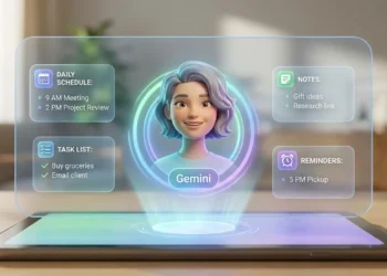 Ilustrasi AI personal assistant Gemini untuk produktivitas harian