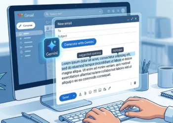 Ilustrasi Gemini AI membantu menulis email otomatis di Gmail