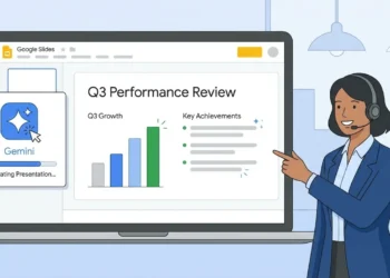 Ilustrasi Gemini AI membuat presentasi di Google Slides