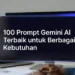 Ilustrasi koleksi prompt Gemini AI yang tersusun rapi dengan ikon berbagai kategori kebutuhan seperti konten, bisnis, coding, dan produktivitas