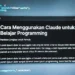 Ilustrasi proses belajar programming dengan Claude AI sebagai mentor, menampilkan penjelasan konsep kode secara interaktif dan tampilan latihan coding