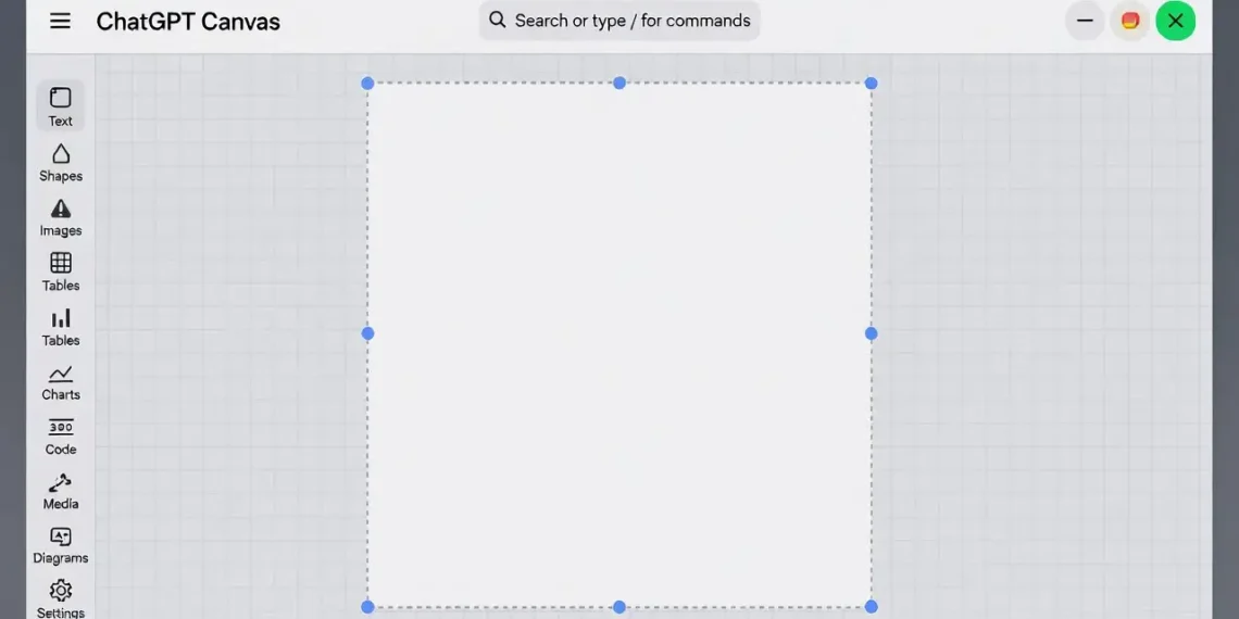 Ilustrasi fitur ChatGPT Canvas dengan tampilan antarmuka editor kolaboratif untuk menulis dan coding bersama AI secara real-time dalam satu layar