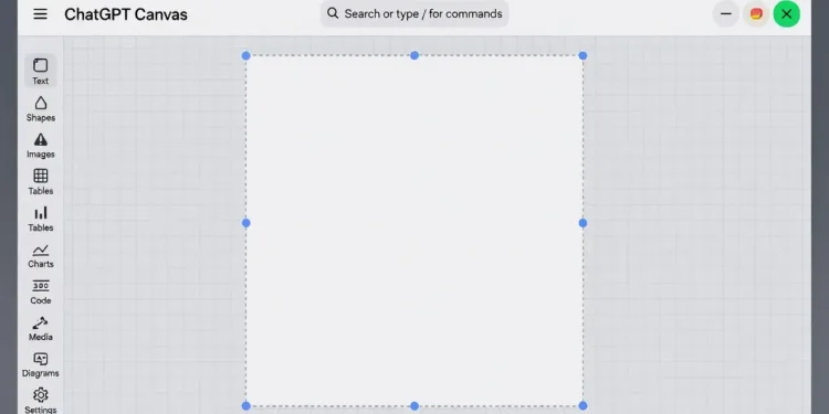 Ilustrasi fitur ChatGPT Canvas dengan tampilan antarmuka editor kolaboratif untuk menulis dan coding bersama AI secara real-time dalam satu layar