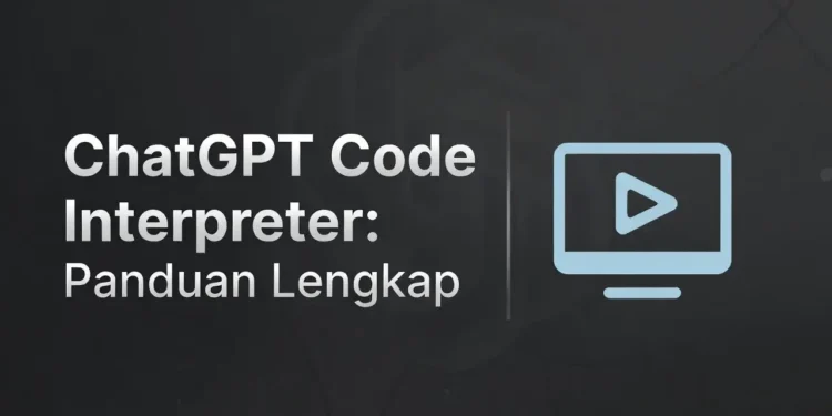 Ilustrasi fitur Code Interpreter ChatGPT dengan tampilan eksekusi kode langsung di chat, grafik hasil analisis data, dan output visual yang dihasilkan AI secara real-time