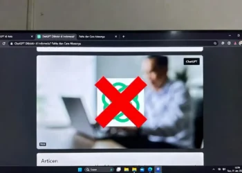 Ilustrasi akses ChatGPT di Indonesia dengan tampilan peta Indonesia, status akses layanan, dan solusi untuk menggunakan ChatGPT tanpa hambatan