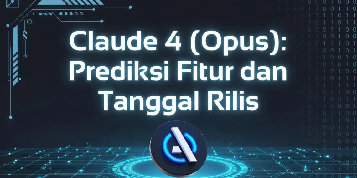 Ilustrasi antisipasi peluncuran Claude 4 Opus dengan tampilan countdown, prediksi fitur canggih, dan visual AI generasi berikutnya dari Anthropic