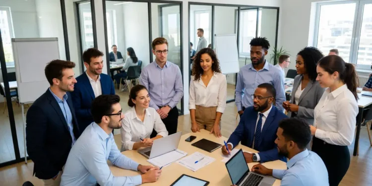 Ilustrasi Claude Enterprise dengan tampilan dashboard tim, fitur manajemen akses perusahaan, dan antarmuka kolaborasi yang dirancang untuk kebutuhan bisnis skala besar