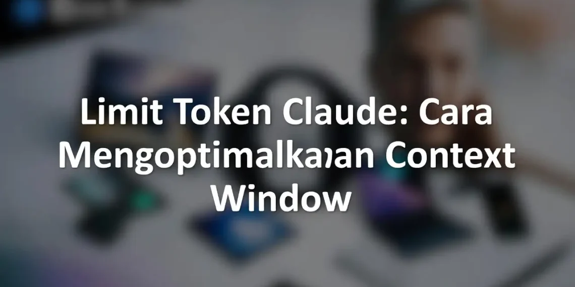 Ilustrasi diagram context window Claude dengan visualisasi batas token, strategi optimasi, dan cara mengelola percakapan panjang tanpa kehilangan informasi penting