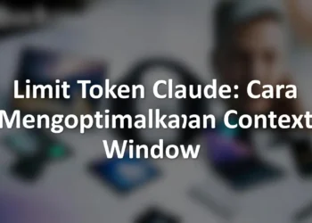 Ilustrasi diagram context window Claude dengan visualisasi batas token, strategi optimasi, dan cara mengelola percakapan panjang tanpa kehilangan informasi penting