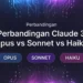 Ilustrasi perbandingan tiga model Claude 3 yaitu Opus, Sonnet, dan Haiku dengan diagram kemampuan, kecepatan, dan harga masing-masing model secara visual
