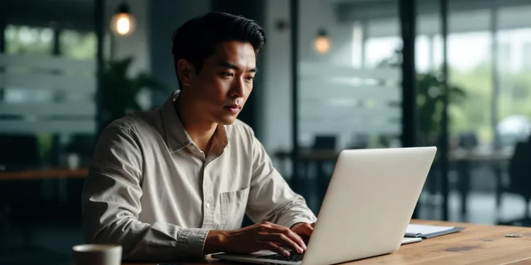 Ilustrasi content creator yang menggunakan Gemini AI untuk membuat konten, dengan tampilan skrip video, ide konten, dan antarmuka AI di layar